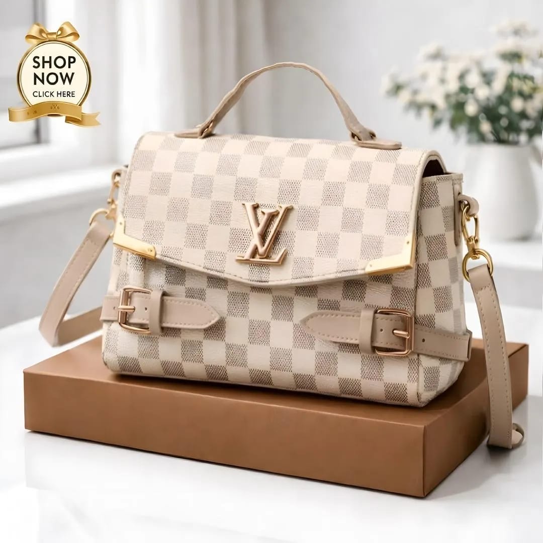 Luxury Monogram Print Top-Handle Crossbody Bag for Women ( Beige )