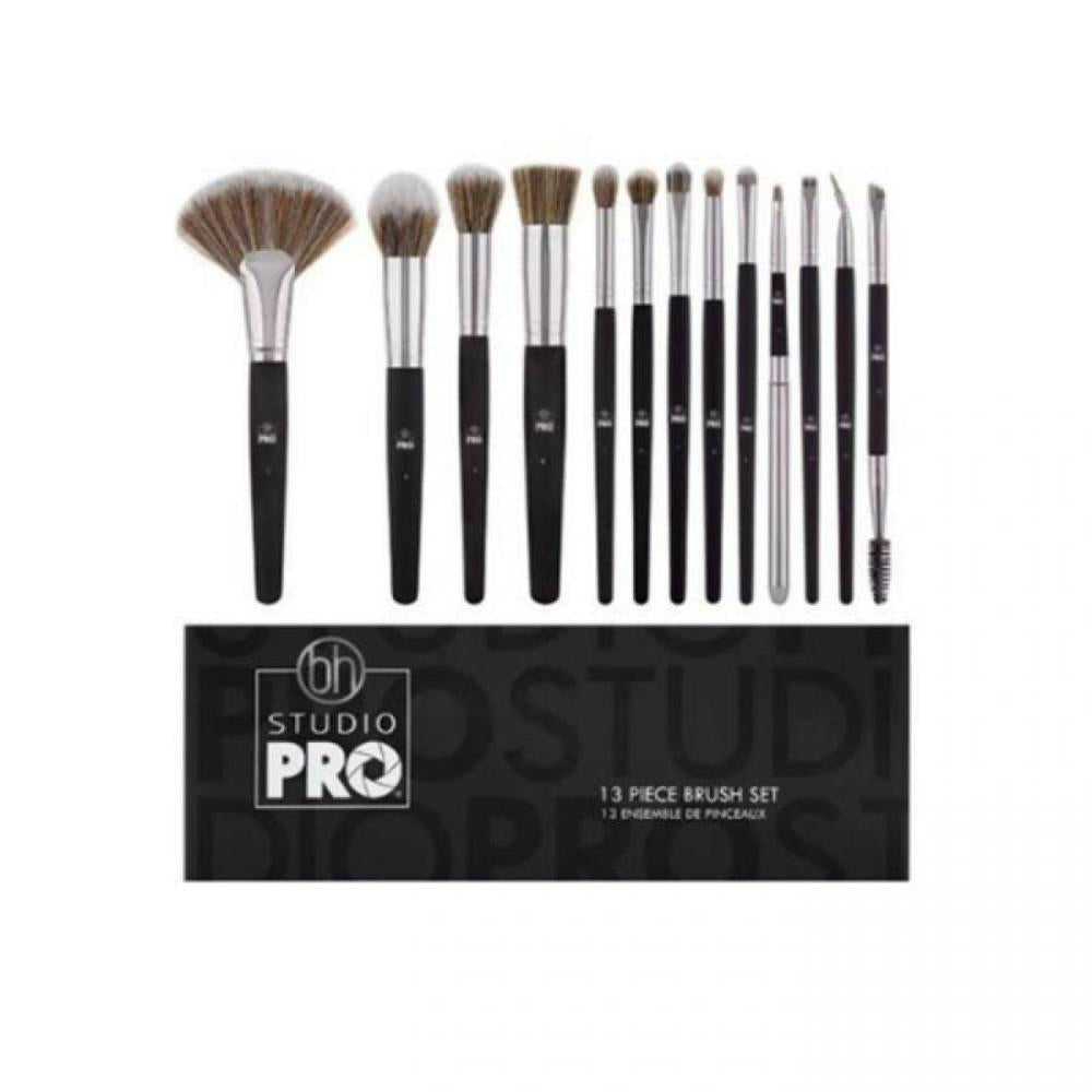 BH Studio Pro 13-Piece Professional Makeup Brush Set with Matte Black Handles